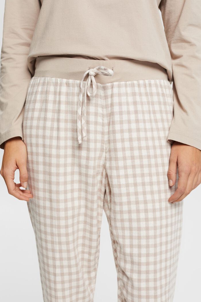 Pyjama à manches longues avec pantalon en flanelle à carreaux, SAND, detail image number 2