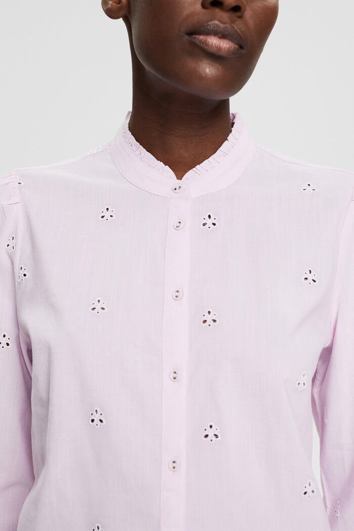 Bluse mit Lochstickmuster, LENZING™ ECOVERO™, PINK, detail image number 2