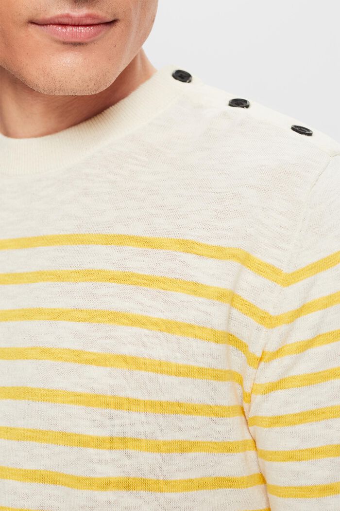 Pull-over en coton et lin à rayures, SUNFLOWER YELLOW, detail image number 3