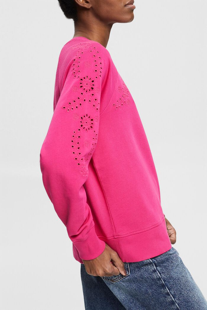 Sweatshirt mit Stickerei, PINK FUCHSIA, detail image number 0