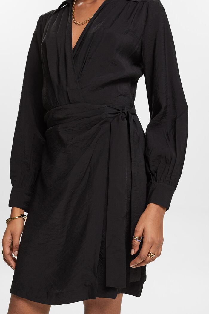 Mini-robe portefeuille froissée, BLACK, detail image number 2