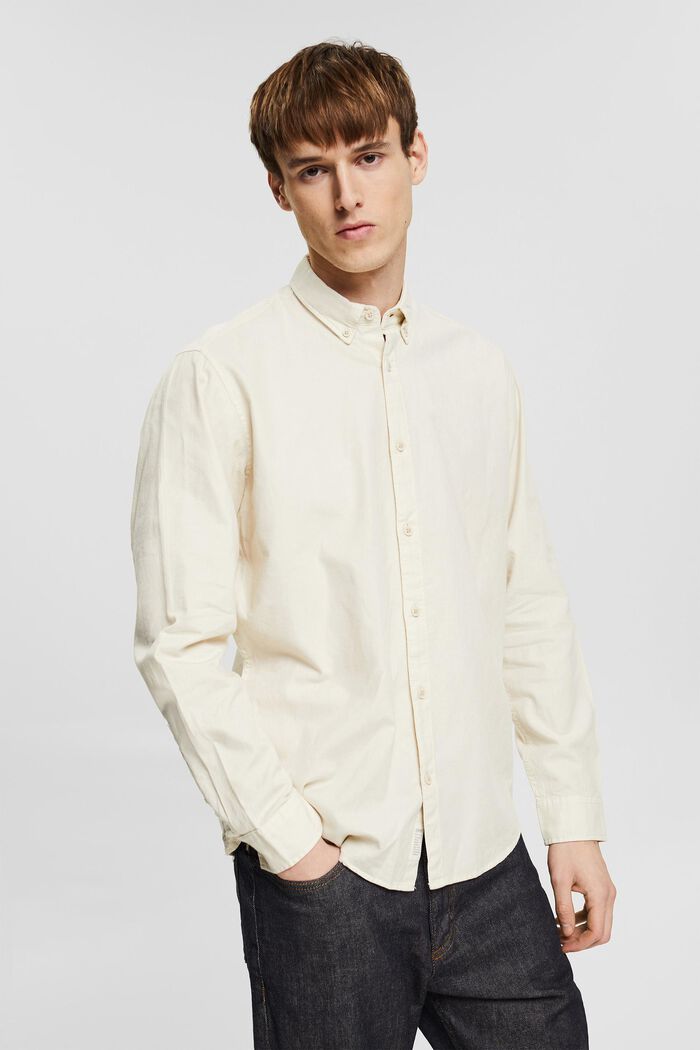 Hemd mit Button-Down-Kragen, CREAM BEIGE, detail image number 0