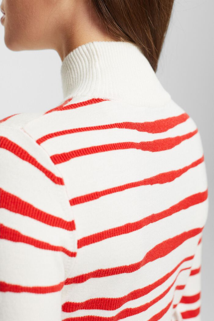 Mockneck-Pullover mit Streifen, OFF WHITE, detail image number 2