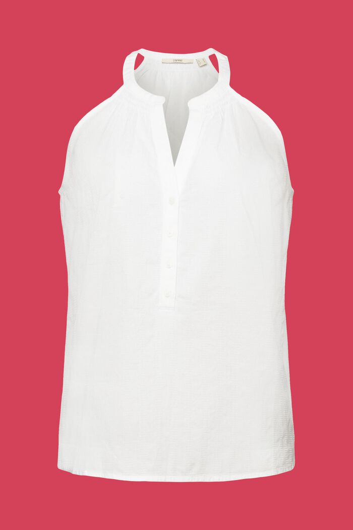 Ärmellose Bluse, 100 % Baumwolle, WHITE, detail image number 6