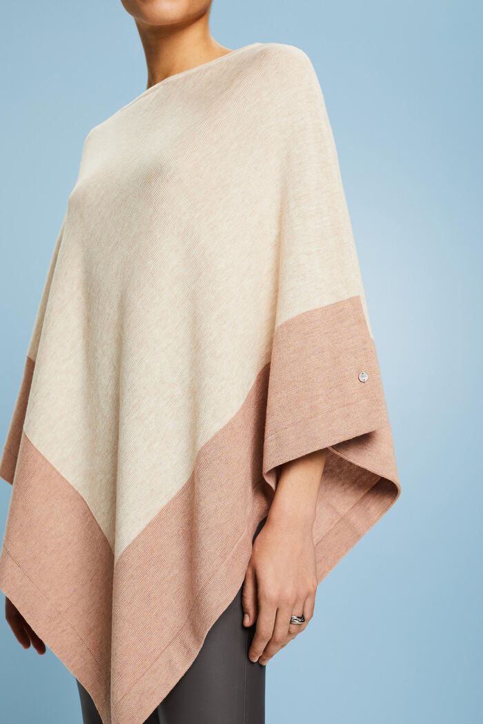 Poncho mit Zipfelsaum, LIGHT TAUPE, detail image number 2
