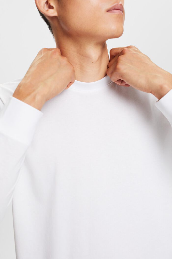 T-shirt à manches longues en jersey, 100 % coton, WHITE, detail image number 2