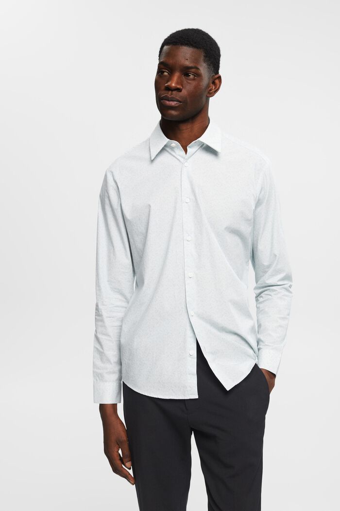 Chemise en coton à motif de coupe Slim Fit, WHITE, detail image number 0