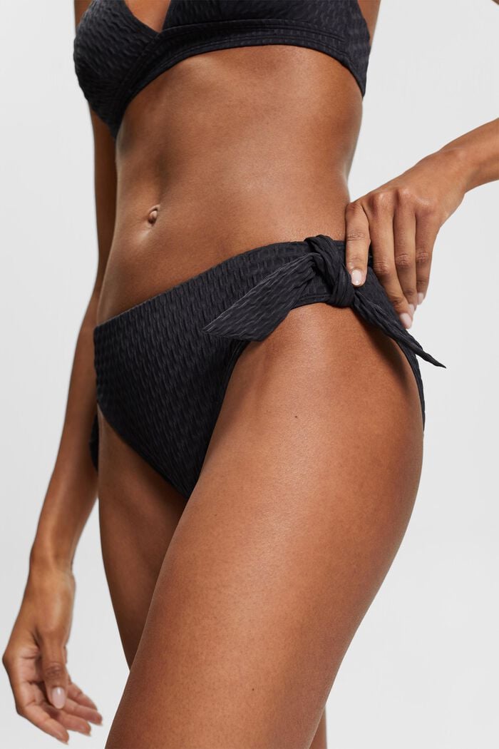 Bas de bikini taille basse texturé, BLACK, detail image number 1
