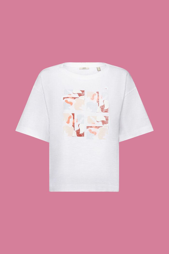 T-shirt à imprimé sur le devant, 100 % coton, WHITE, detail image number 6