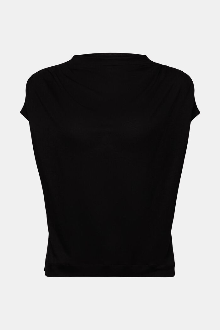 Jersey-T-Shirt mit Stehkragen, BLACK, detail image number 6