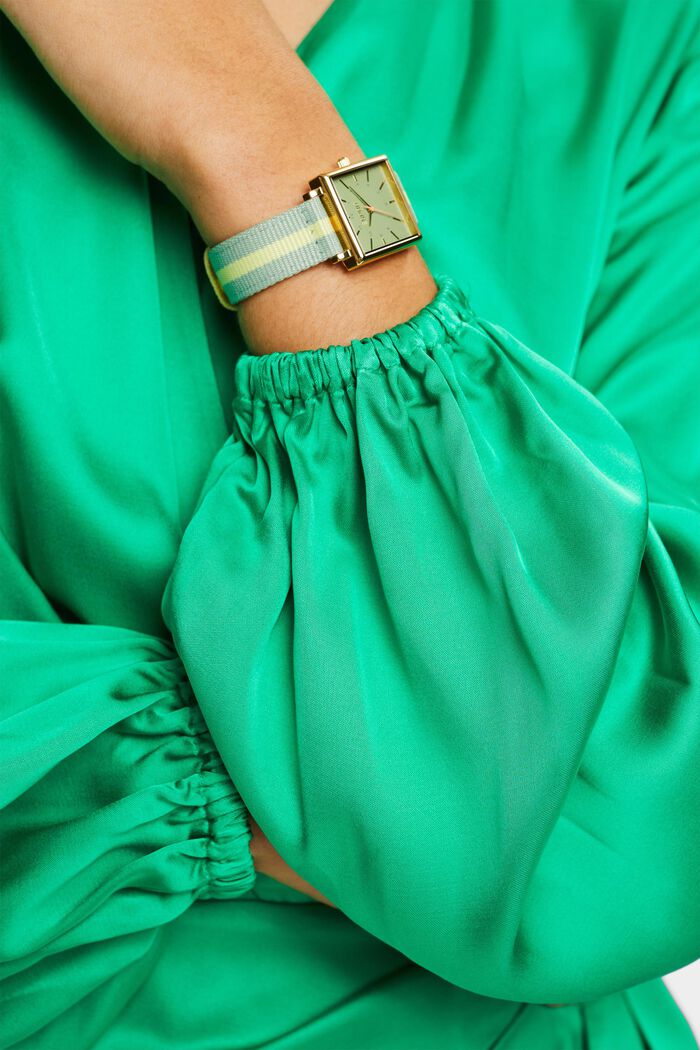 Edelstahluhr mit gewebtem Armband, GREEN, detail image number 2