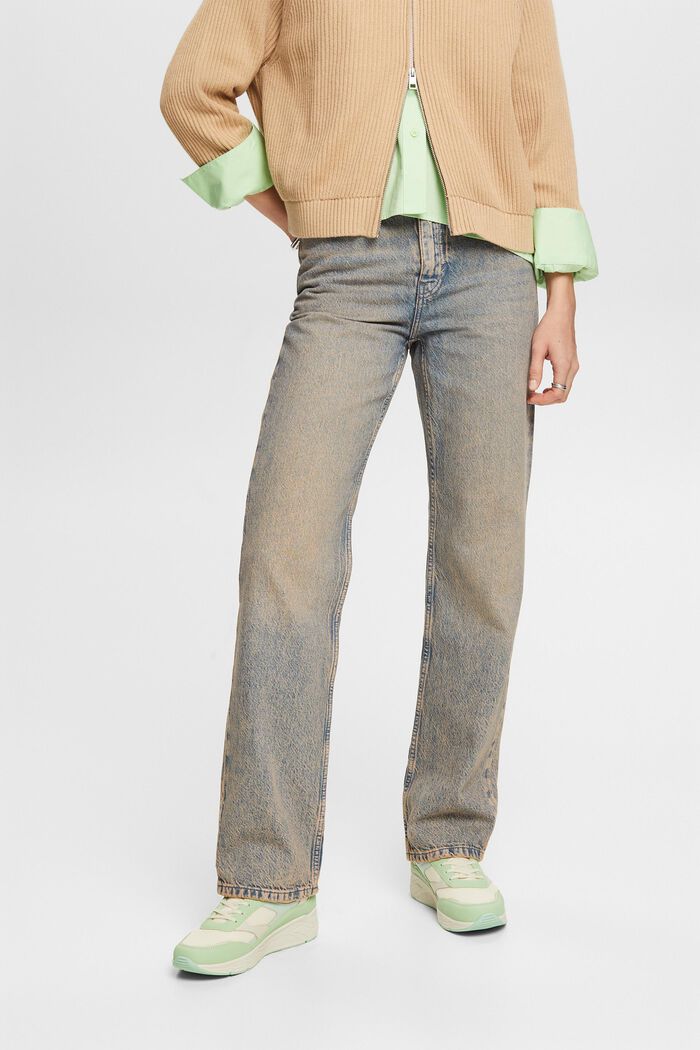 Retro-Jeans mit gerader Passform und hohem Bund, BLUE LIGHT WASHED, detail image number 0
