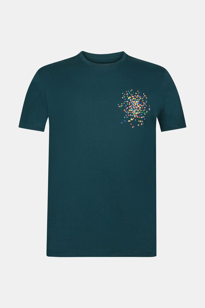 T-Shirt mit Print auf Brusthöhe, DARK TEAL GREEN, detail image number 6