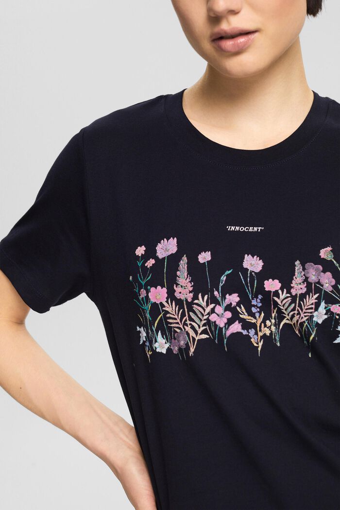 T-shirt à imprimé fleuri, NAVY, detail image number 3
