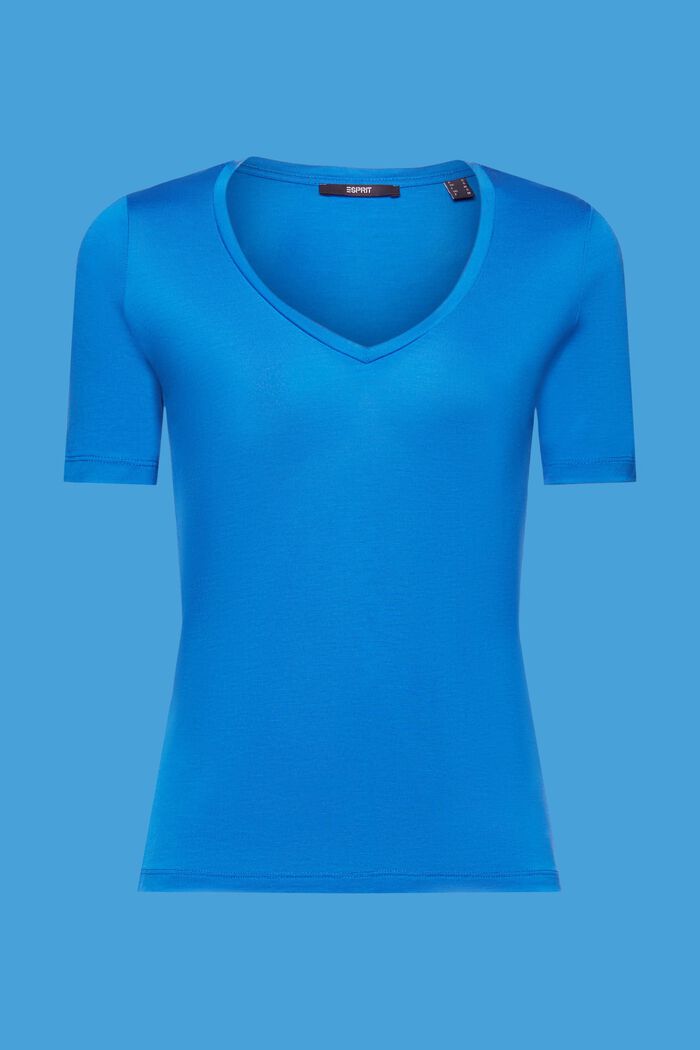 T-shirt à encolure en V, TENCEL™, BRIGHT BLUE, detail image number 7