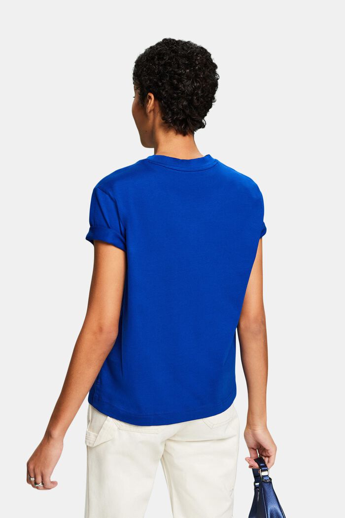 T-Shirt aus Pima-Baumwolle mit Rundhalsausschnitt, BRIGHT BLUE, detail image number 2