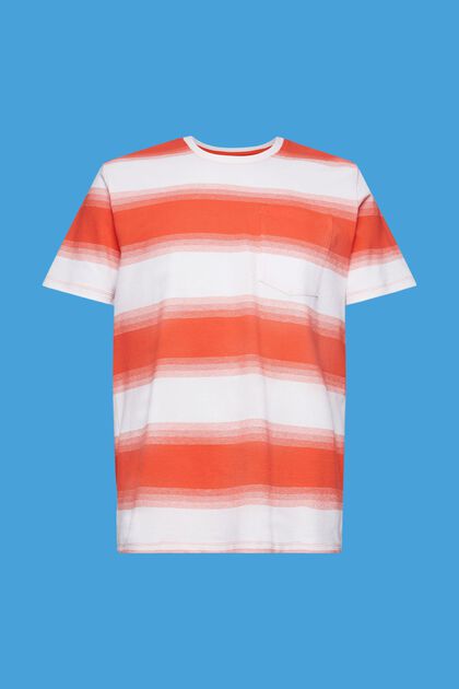 T-shirt à rayures en coton piqué, ORANGE RED, overview