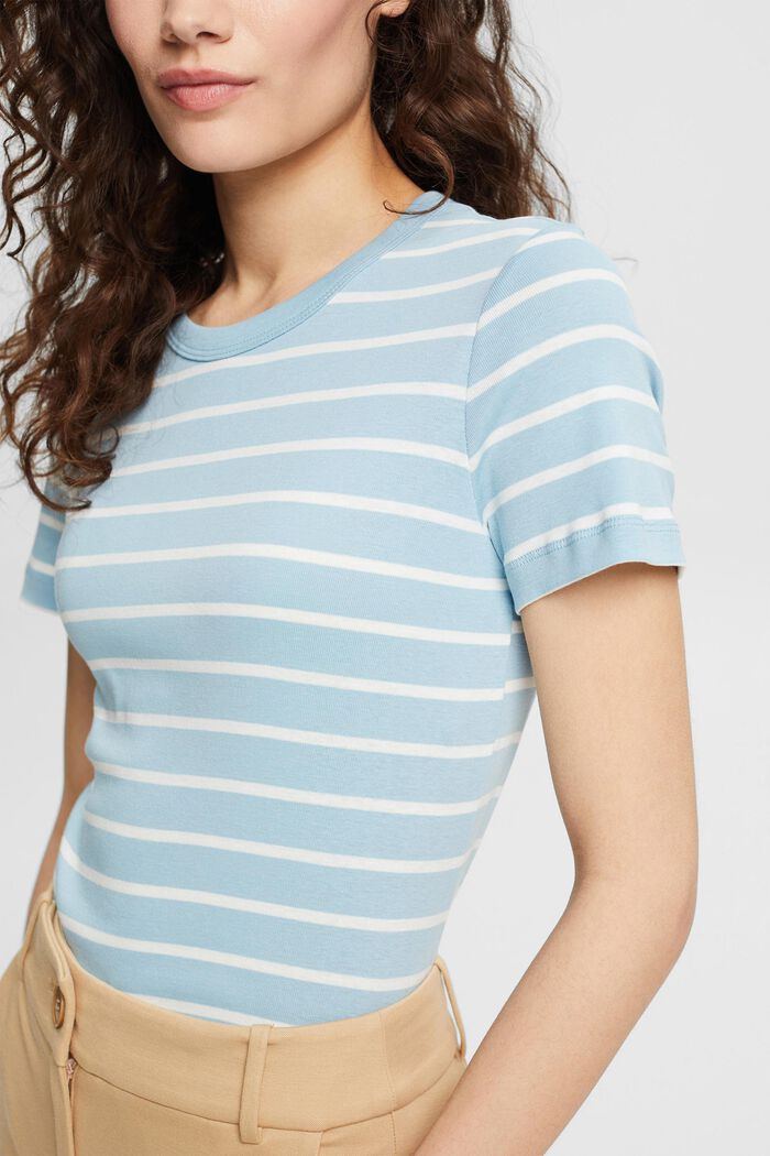 T-shirt à rayures, 100 % coton biologique, GREY BLUE, detail image number 2