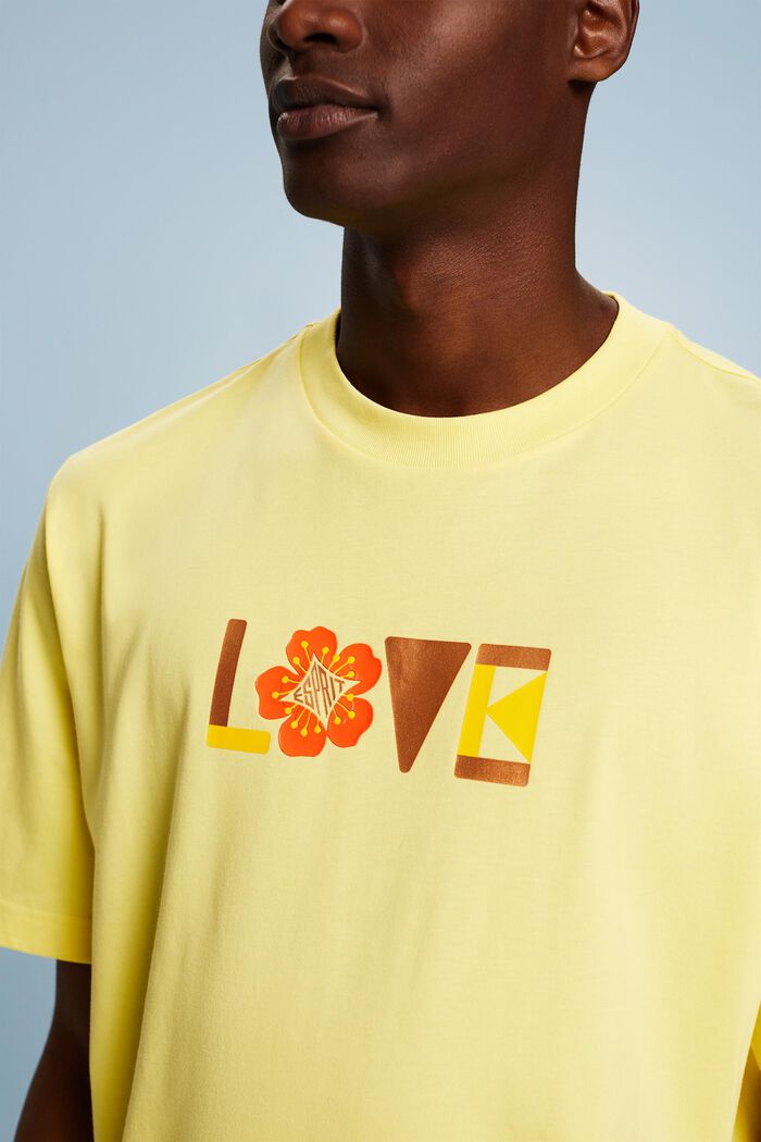 T-shirt unisexe en coton Pima imprimé, PASTEL YELLOW, detail image number 3