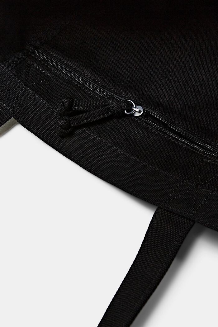 Tote Bag aus Baumwolle mit Logodesign, BLACK, detail image number 3