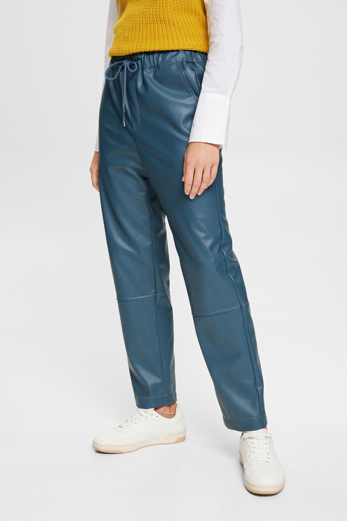 Jogger-Pants in Lederoptik, PETROL BLUE, detail image number 1