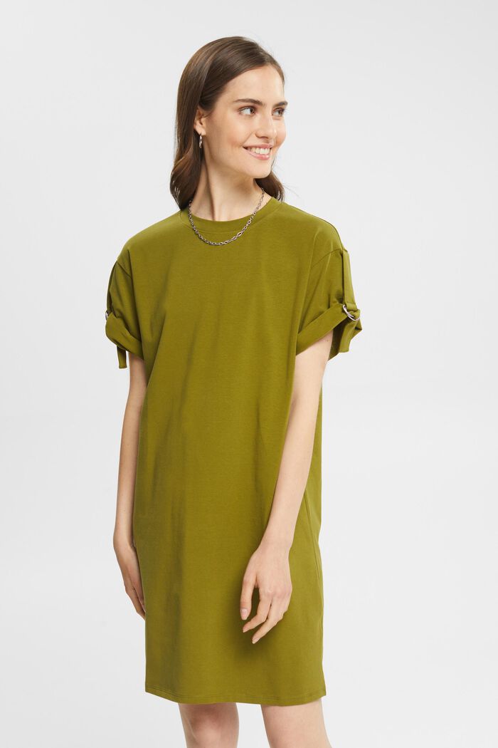 T-Shirt-Kleid mit Schnallen, OLIVE, detail image number 1