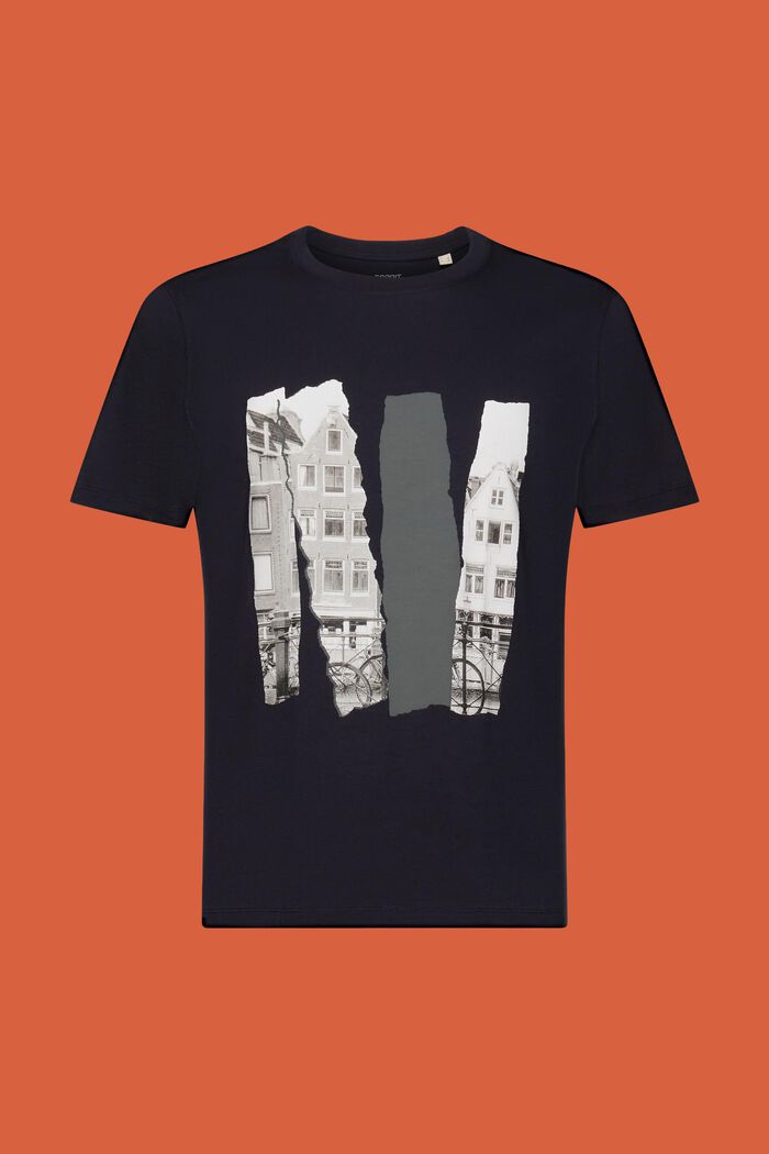 Rundhals-T-Shirt mit Print, 100 % Baumwolle, NAVY, detail image number 6