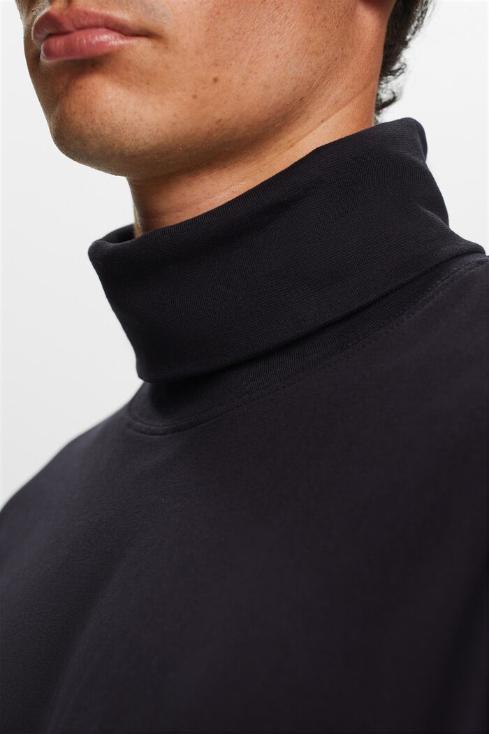 T-shirt à manches longues et col cheminée en coton, BLACK, detail image number 1