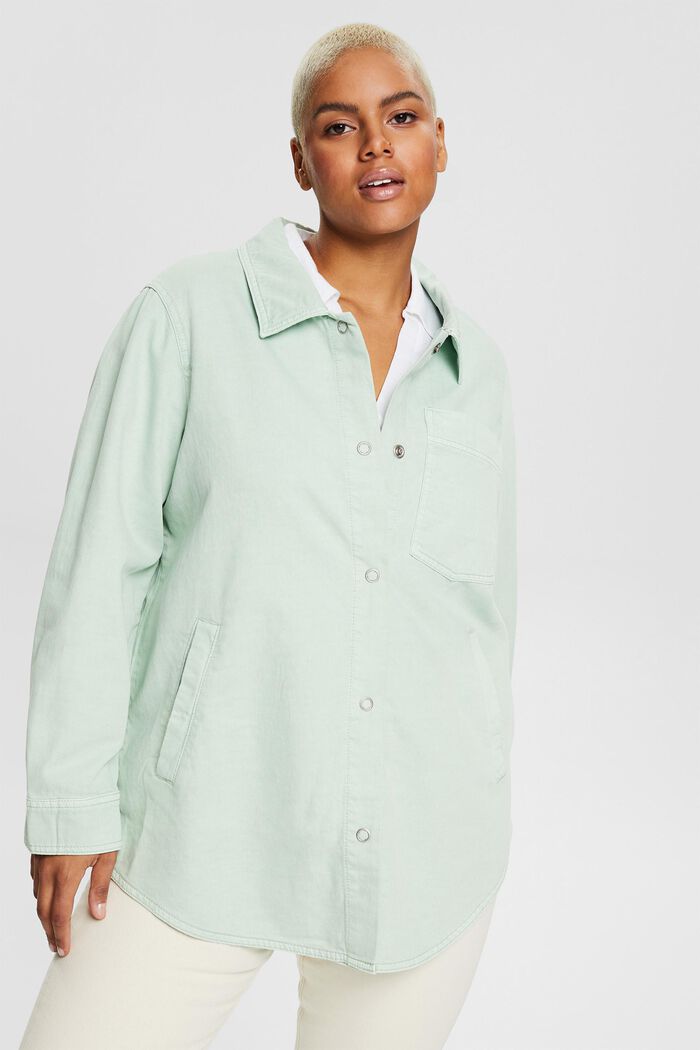 Modèle CURVY à teneur en TENCEL™ : Veste chemise, DUSTY GREEN, detail image number 0