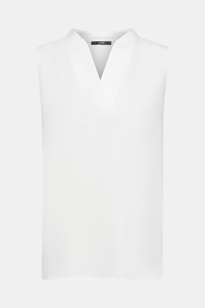 Ärmellose Bluse mit V-Ausschnitt, OFF WHITE, detail image number 6