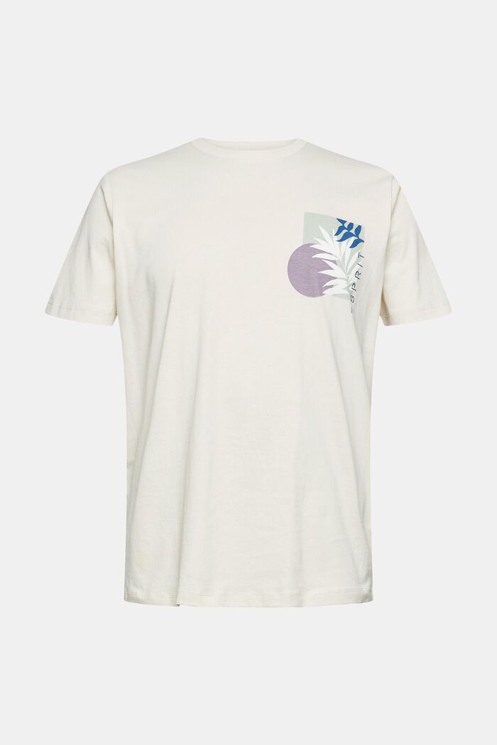 T-shirt en jersey animé d'un imprimé végétal, CREAM BEIGE, detail image number 6