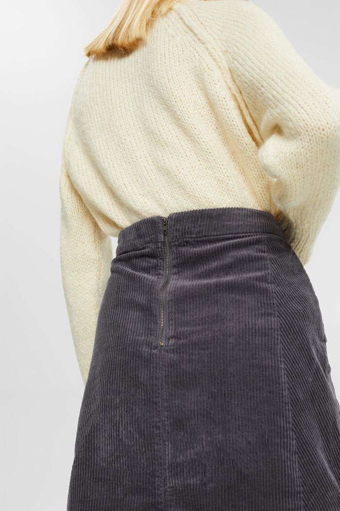 Mini-jupe en velours côtelé, 100 % coton, ANTHRACITE, detail image number 4