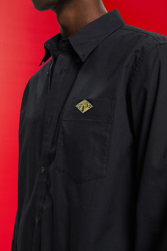 Chemise en coton dotée d'un col à pointes boutonnées, BLACK, detail image number 2