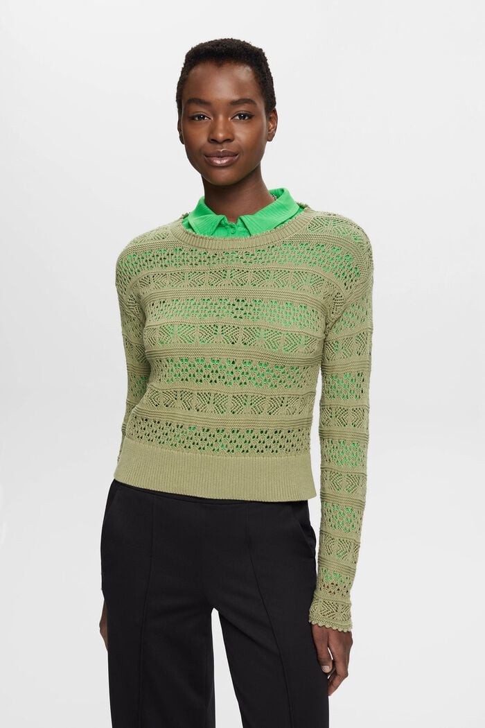 Strukturierter Pullover aus nachhaltiger Baumwolle, LIGHT KHAKI, detail image number 0