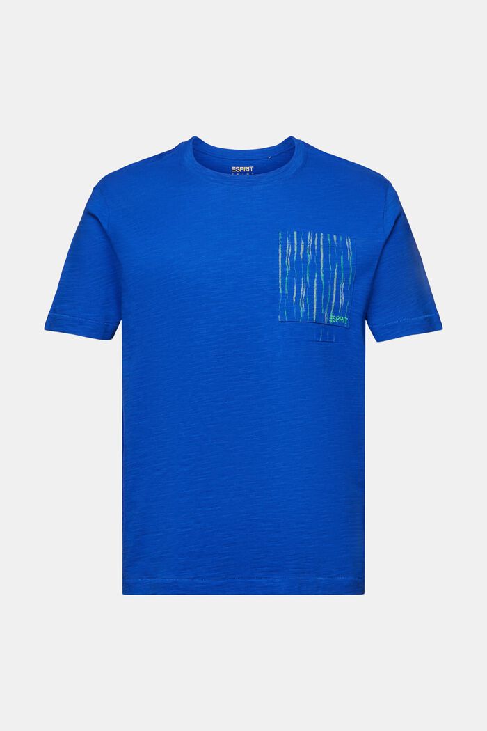 T-shirt en coton flammé à poche avec logo, BRIGHT BLUE, detail image number 5