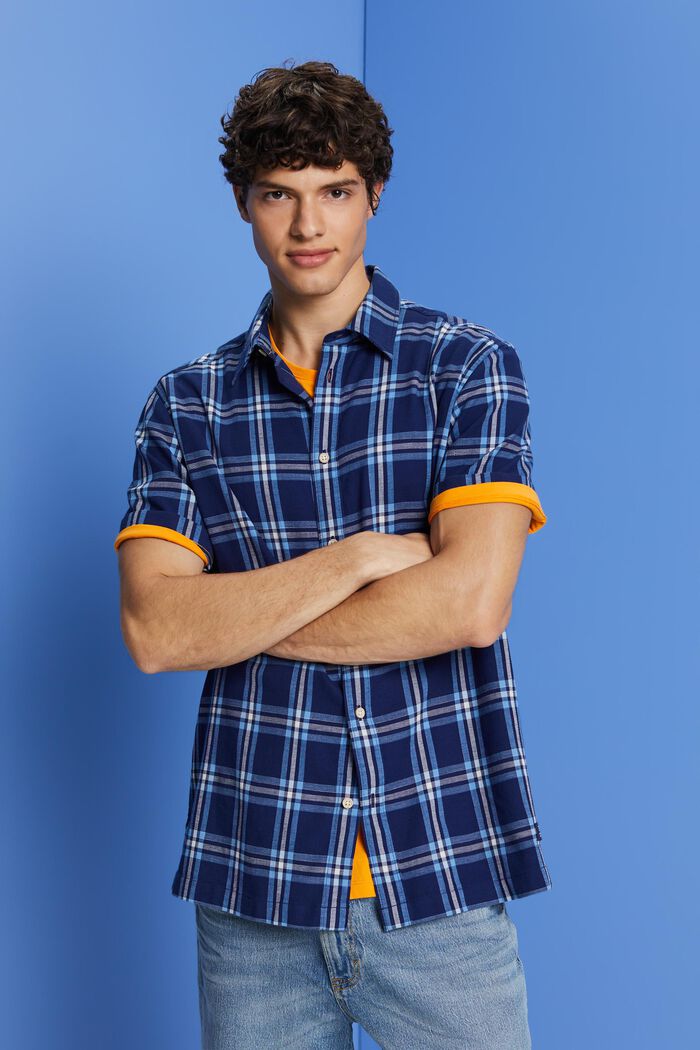 Chemise à manches courtes à carreaux, DARK BLUE, detail image number 0