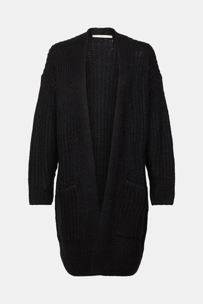 Cardigan en maille à teneur en laine, BLACK, detail image number 6