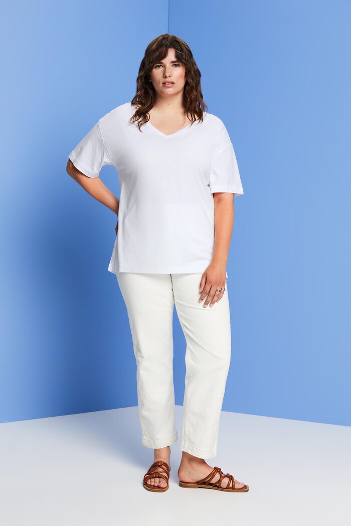 CURVY T-Shirt mit V-Ausschnitt, TENCEL™, WHITE, detail image number 4