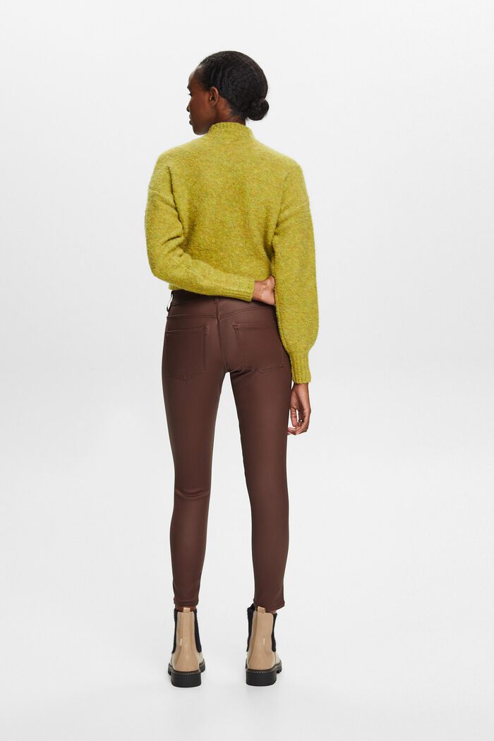 Pantalon enduit coupe Skinny Fit taille mi-haute, BROWN, detail image number 3