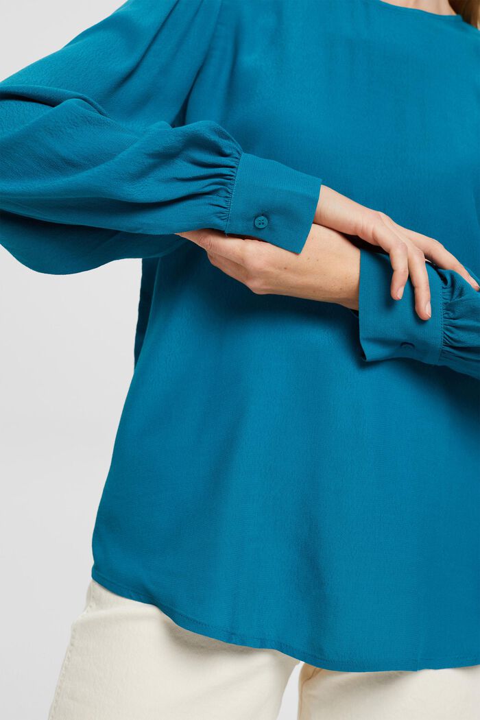 Unifarbene Bluse, TEAL BLUE, detail image number 0