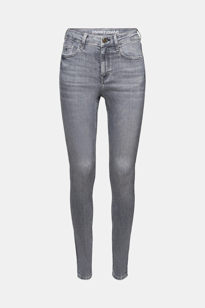 Skinny Jeans mit hohem Bund, GREY MEDIUM WASHED, detail image number 7