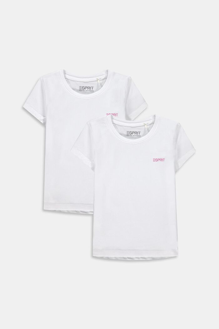 Lot de 2 t-shirts en coton stretch, WHITE, overview