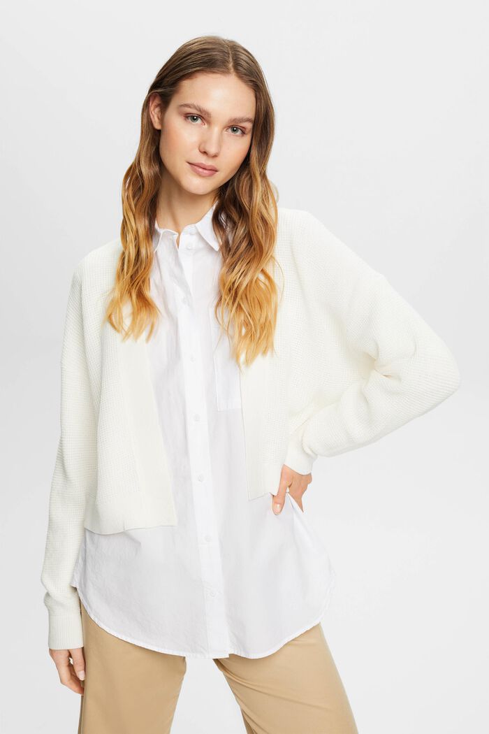 Cardigan ouvert en maille, OFF WHITE, detail image number 0