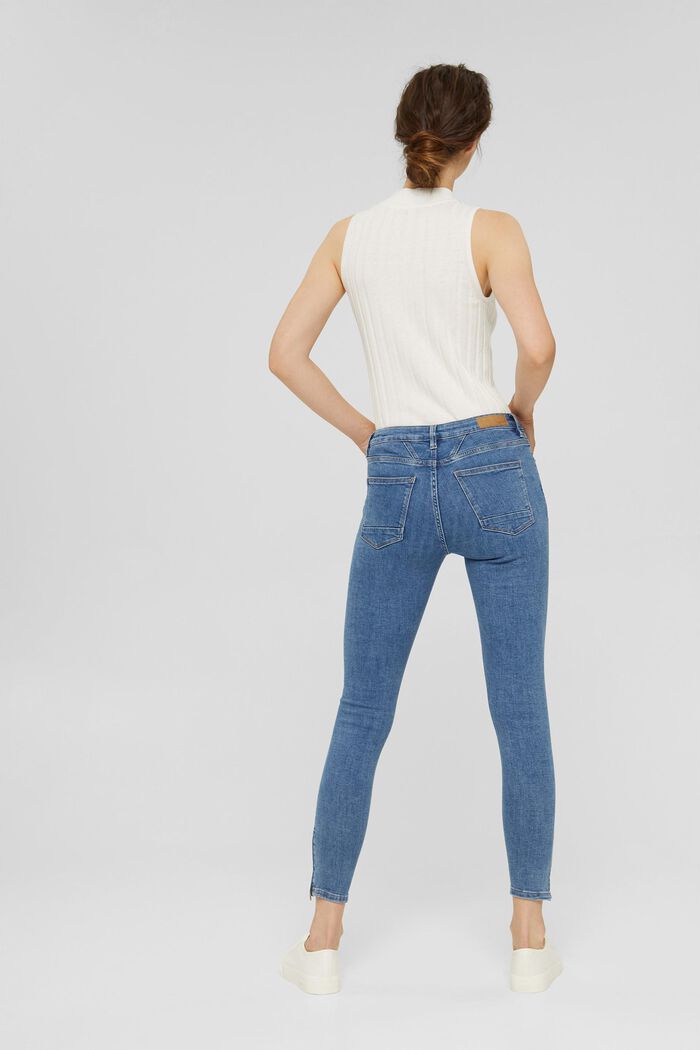 Stretch-Jeans mit Zipper-Detail, BLUE MEDIUM WASHED, detail image number 3