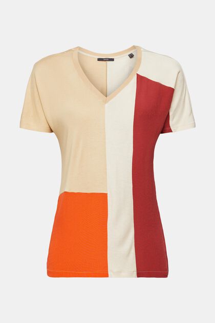 T-Shirt im Colourblock-Design, LENZING™ ECOVERO™