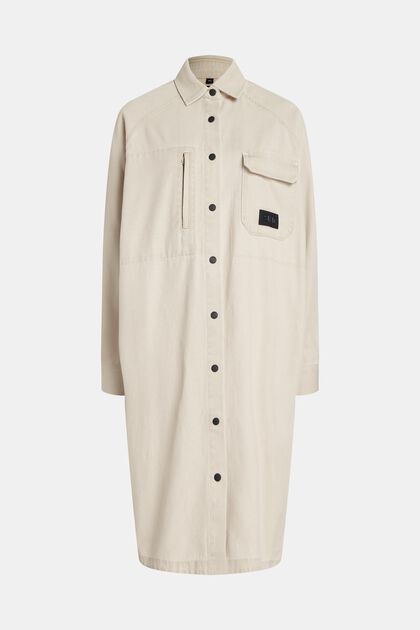 Robe-chemise en jean allongée, SAND, overview