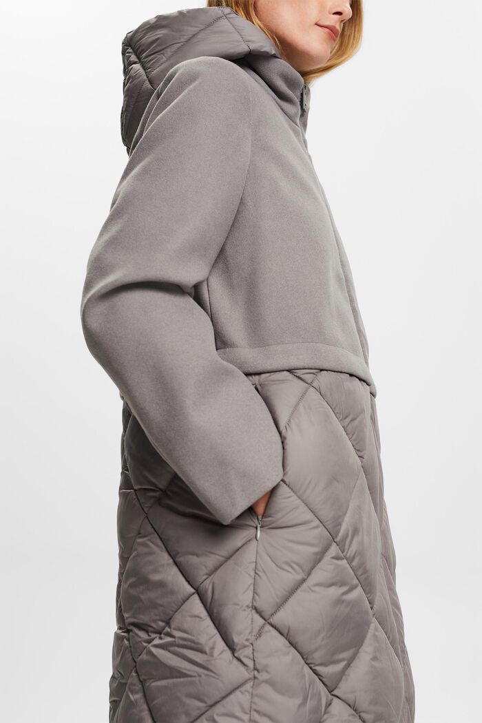 Manteau à capuche en matières mélangées, LIGHT GREY, detail image number 4