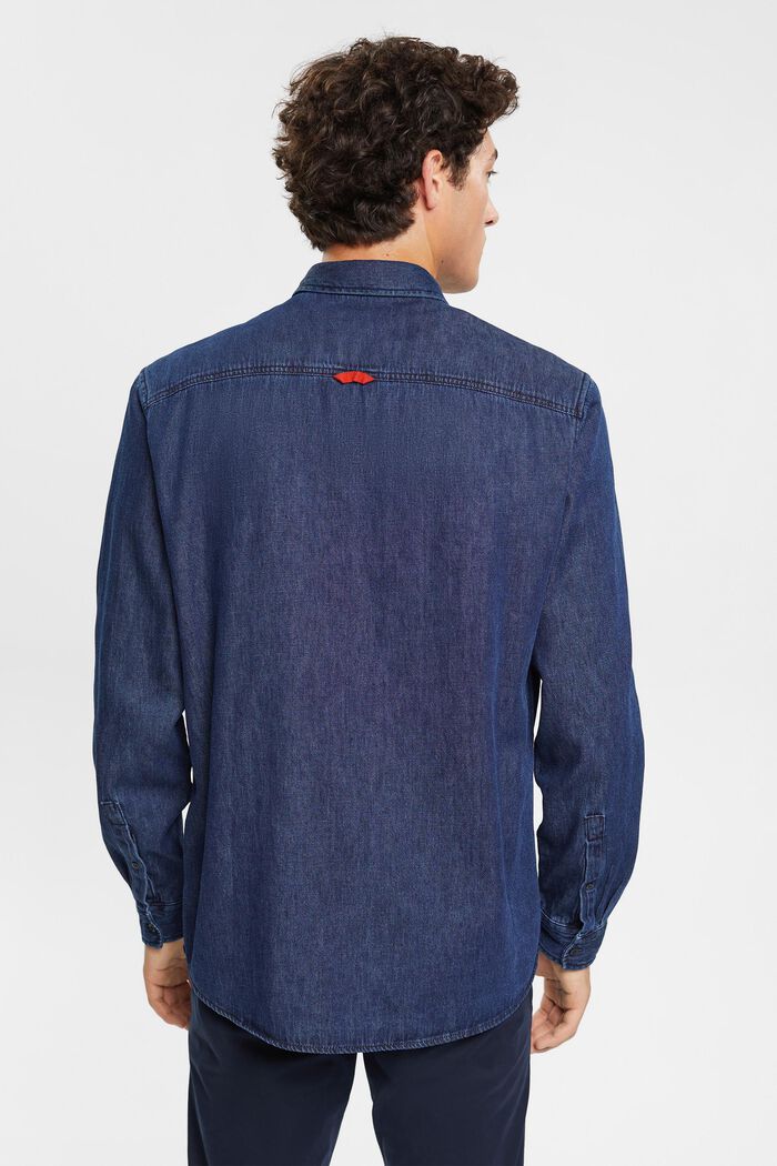 Chemise en jean à poche plaquée, BLUE DARK WASHED, detail image number 3