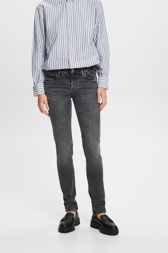 Schmale Jeans mit mittlerer Bundhöhe, BLACK DARK WASHED, detail image number 0