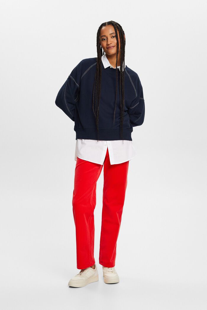 Pantalon en velours côtelé coupe Straight Fit taille haute, RED, detail image number 5